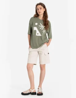 T-shirt - Vooropdruk - donkergroen
