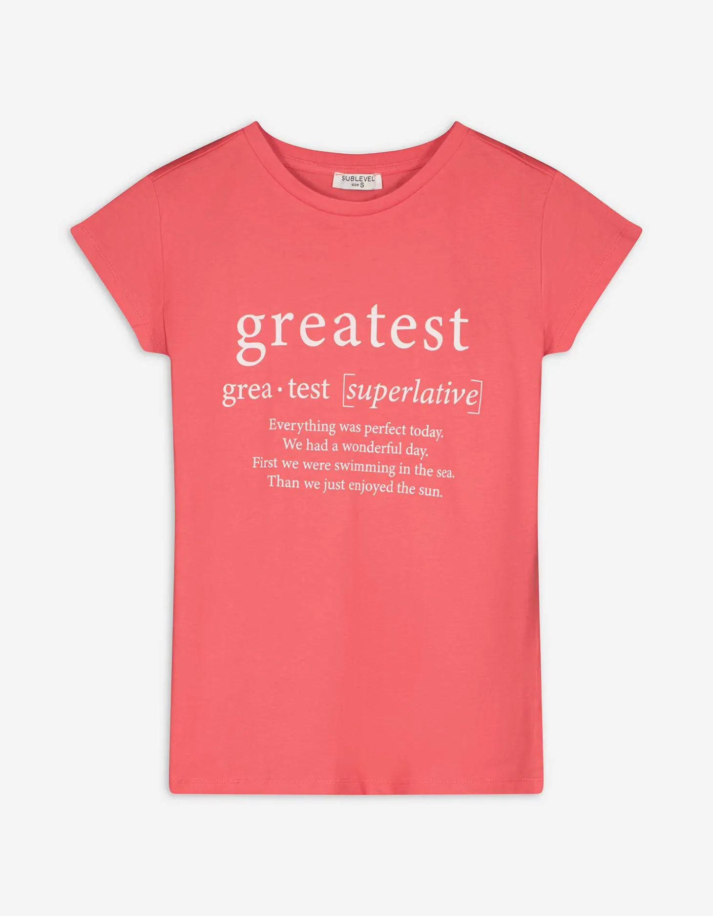 T-shirt - Vooropdruk - lichtrood
