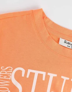T-shirt - Vooropdruk - oranje