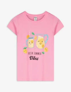T-shirt - Vooropdruk - pink
