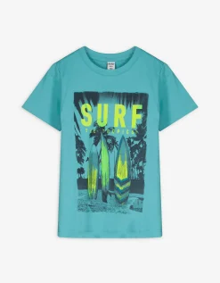 T-shirt - Vooropdruk - turkoois