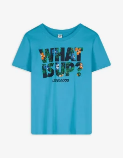 T-shirt - Vooropdruk - turkoois