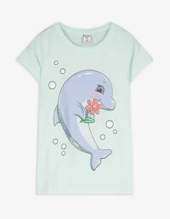 T-shirt - Vooropdruk - turkoois