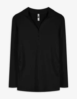Zwangerschapsshirt - Overhemd kraag - zwart