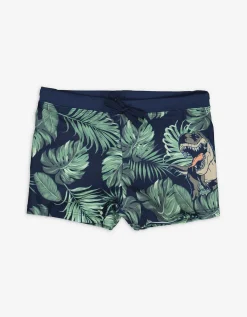 Zwembroek - Print all-over - donkerblauw